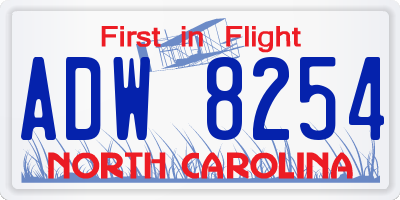 NC license plate ADW8254