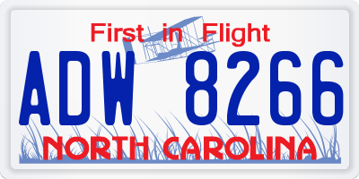 NC license plate ADW8266