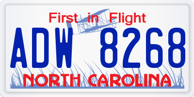 NC license plate ADW8268