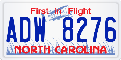NC license plate ADW8276