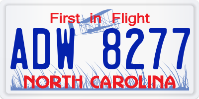 NC license plate ADW8277