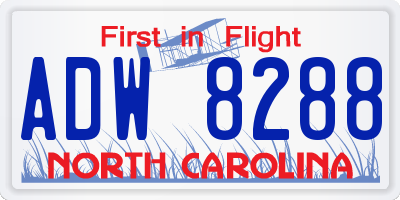 NC license plate ADW8288