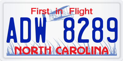 NC license plate ADW8289