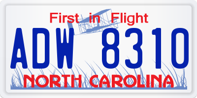 NC license plate ADW8310
