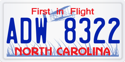 NC license plate ADW8322