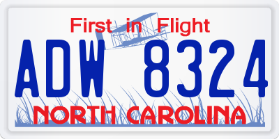 NC license plate ADW8324
