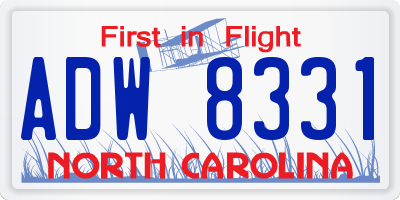 NC license plate ADW8331