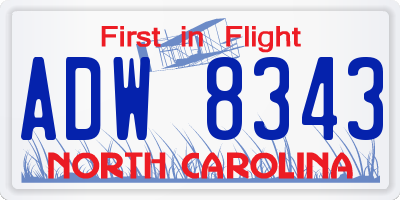 NC license plate ADW8343
