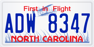 NC license plate ADW8347