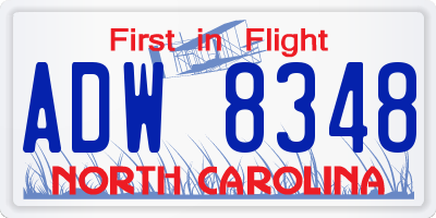 NC license plate ADW8348