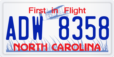 NC license plate ADW8358