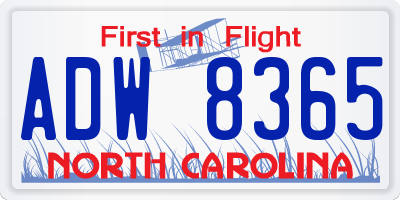 NC license plate ADW8365
