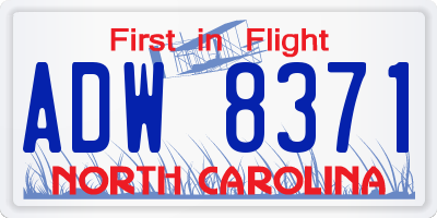 NC license plate ADW8371