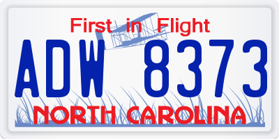 NC license plate ADW8373