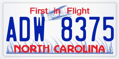 NC license plate ADW8375