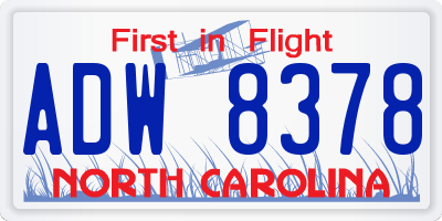 NC license plate ADW8378