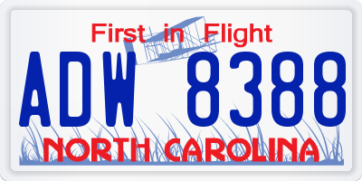 NC license plate ADW8388