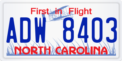 NC license plate ADW8403