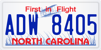 NC license plate ADW8405