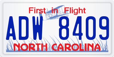 NC license plate ADW8409