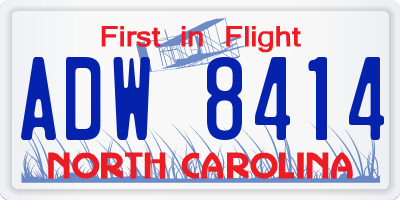 NC license plate ADW8414