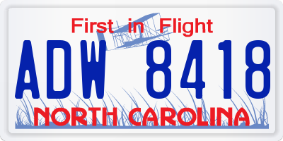 NC license plate ADW8418