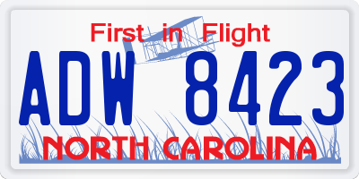 NC license plate ADW8423