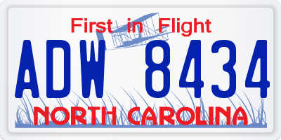NC license plate ADW8434