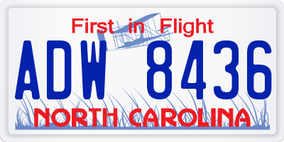 NC license plate ADW8436