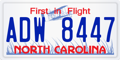 NC license plate ADW8447