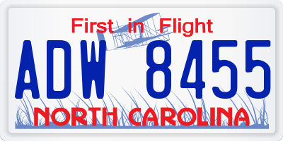 NC license plate ADW8455
