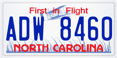 NC license plate ADW8460