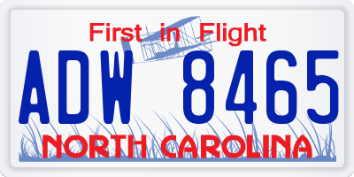 NC license plate ADW8465