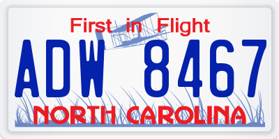 NC license plate ADW8467
