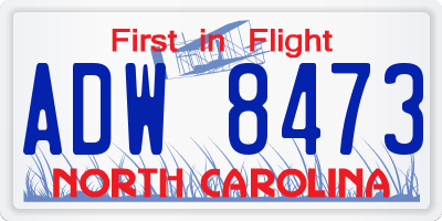 NC license plate ADW8473