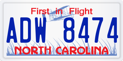 NC license plate ADW8474