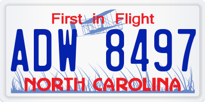 NC license plate ADW8497
