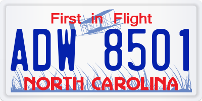 NC license plate ADW8501