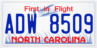 NC license plate ADW8509