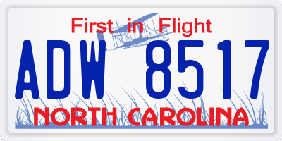 NC license plate ADW8517
