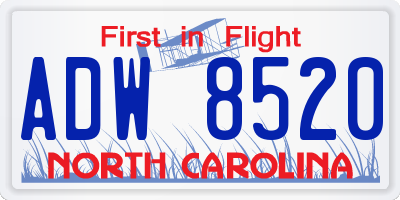 NC license plate ADW8520