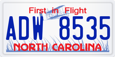 NC license plate ADW8535