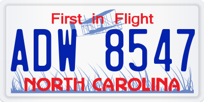 NC license plate ADW8547