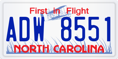 NC license plate ADW8551