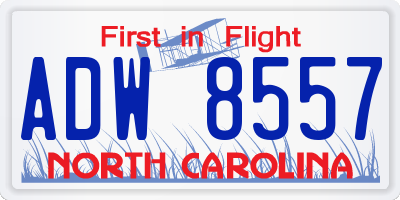 NC license plate ADW8557
