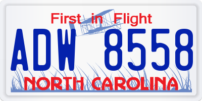 NC license plate ADW8558
