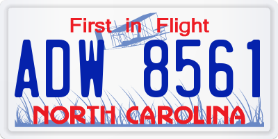 NC license plate ADW8561