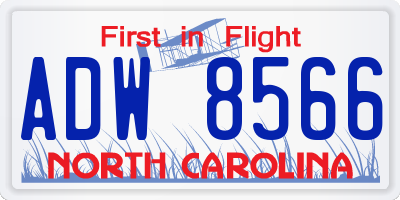 NC license plate ADW8566