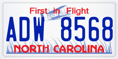 NC license plate ADW8568