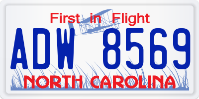 NC license plate ADW8569